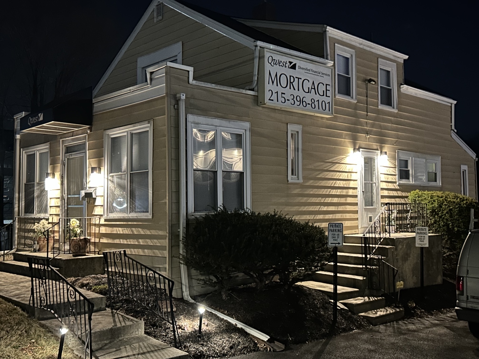 Qwest Mortgage office at night